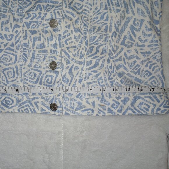 Ruby RD BLUE AND WHITE DENIM JACKET, JEWELED COLLAR, STRETCH, SIZE 6P - Picture 6 of 7